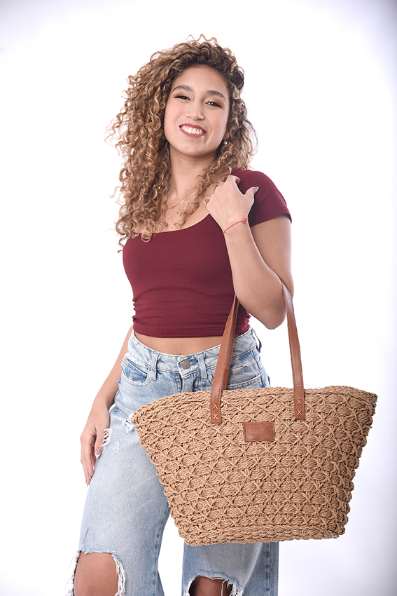 Bolso de Rafia con cierre
