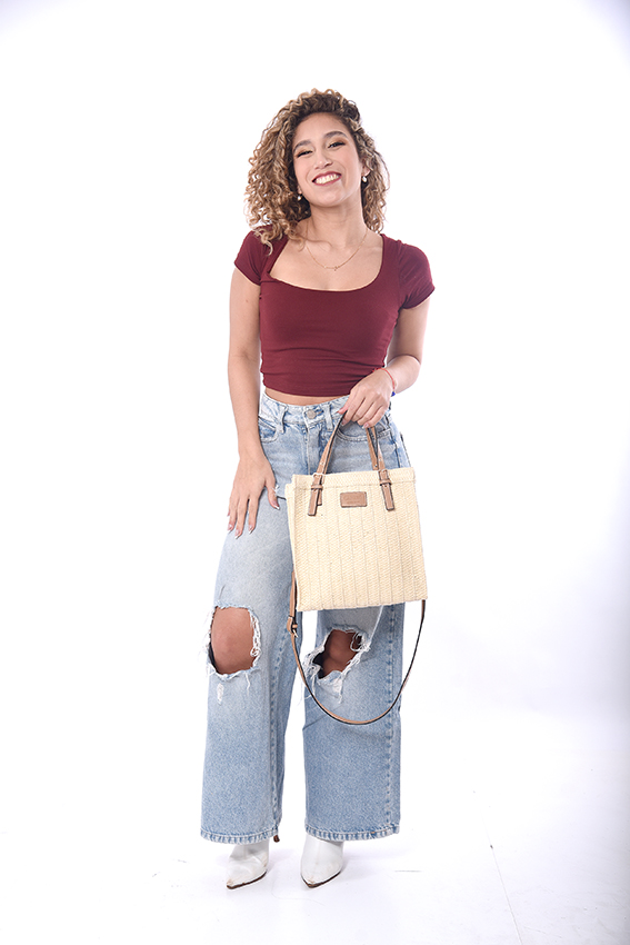 Bolso de Rafia con cierre